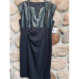 NWT! Ellen Tracey Black Faux Leather bodice Sleeveless Dress sz.L 38" chest